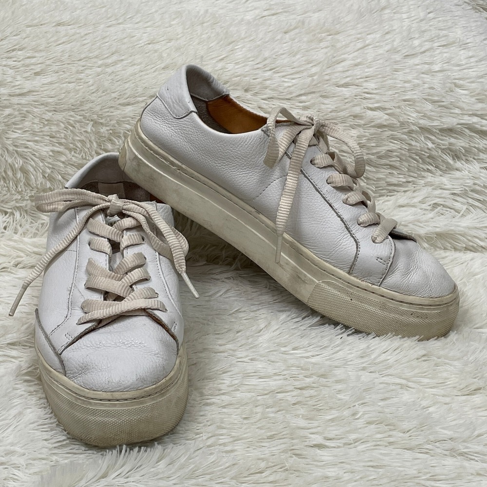 Soludos Shoes Ibiza Sneakers Womens 8.5 White Leather Classic Casual‎ Platform - Picture 4 of 11